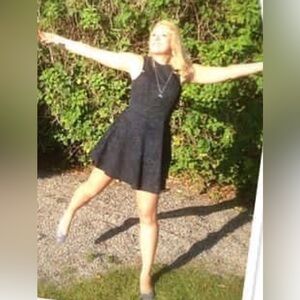 Elegant dark blue women’s Dress in suede